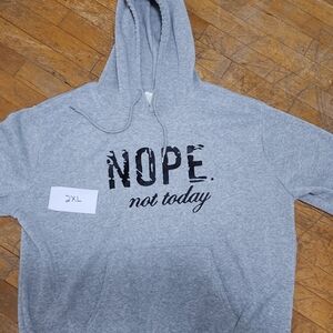 Gray Hoodie with 'NOPE. not today' Print